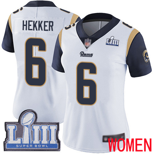 Los Angeles Rams Limited White Women Johnny Hekker Road Jersey NFL Football 6 Super Bowl LIII Bound Vapor Untouchable